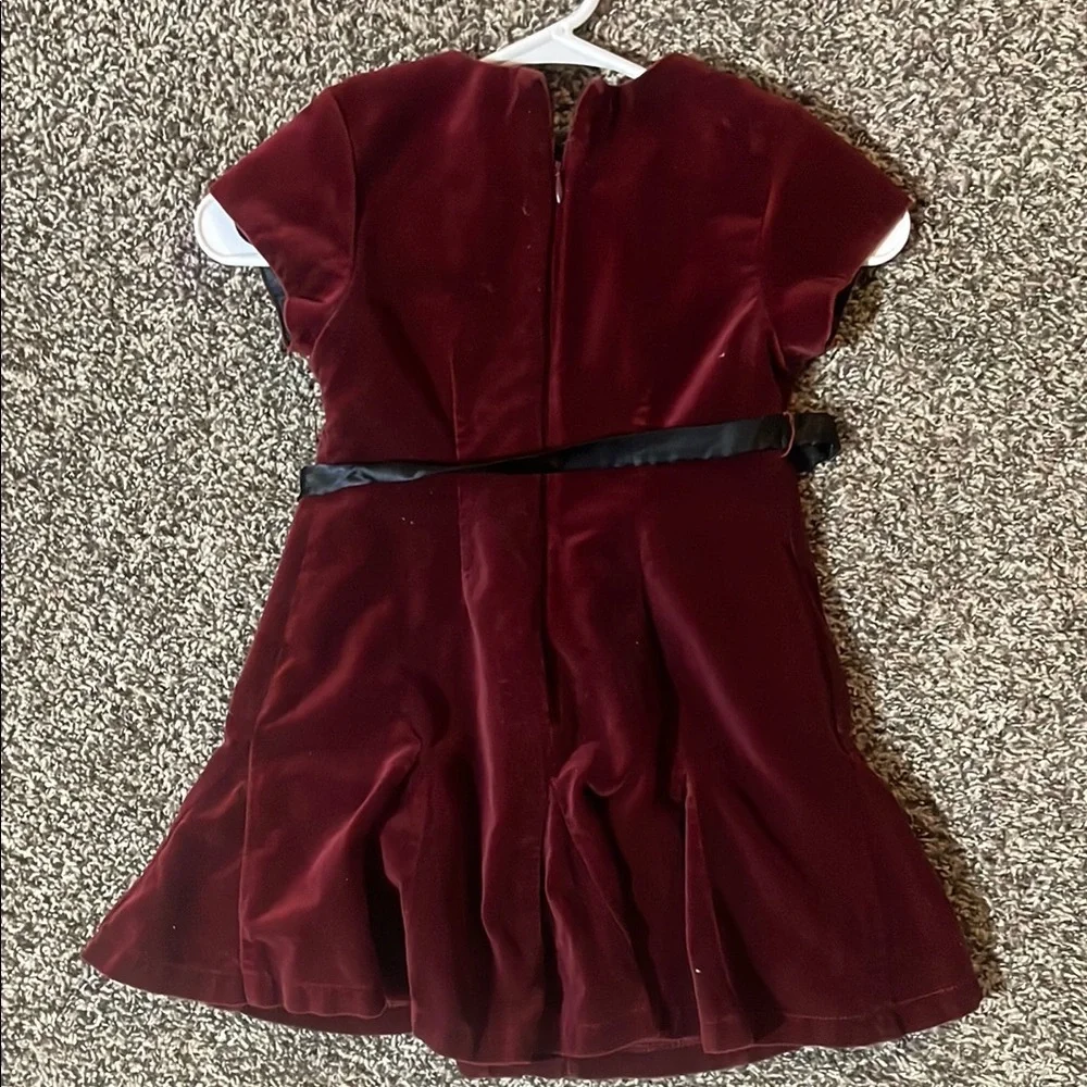 The Children’s Place Velvet Burgundy Dress with Black Tie Ribbon